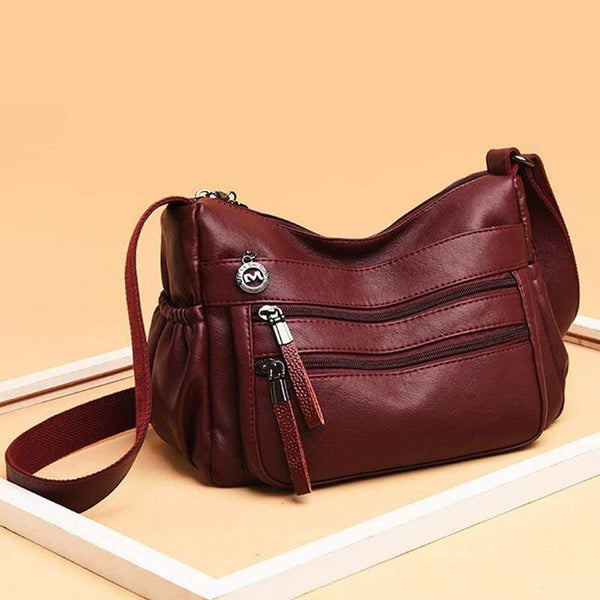 Quality Soft Leather Luxury Handbags Women Bags Designer Double Zippers Shoulder Crossbody