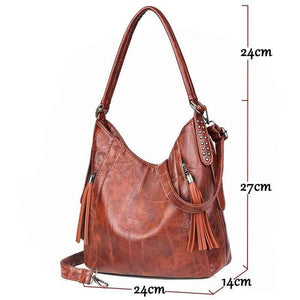 Quality Soft Leather Tassel Casual Handbag Women's Handbag Shoulder Bag Large Capacity Handbag