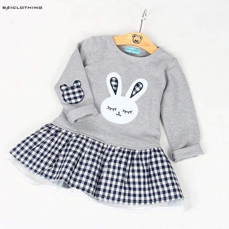 Planet Gates Quality Spring Baby Girl Clothes Girl Baby Dress Long Sleeve Cartoon Embroiderie Bunny Princess Dress Clothes 3 Designs