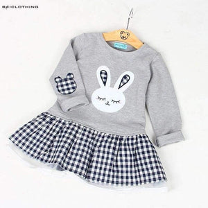 Planet Gates Quality Spring Baby Girl Clothes Girl Baby Dress Long Sleeve Cartoon Embroiderie Bunny Princess Dress Clothes 3 Designs