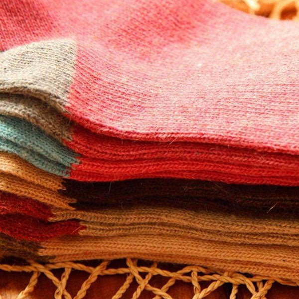 Planet Gates Quality winter vintage thicken warm rabbit wool women socks female fashion patchwork retro thermal cotton socks 5pairs/lot