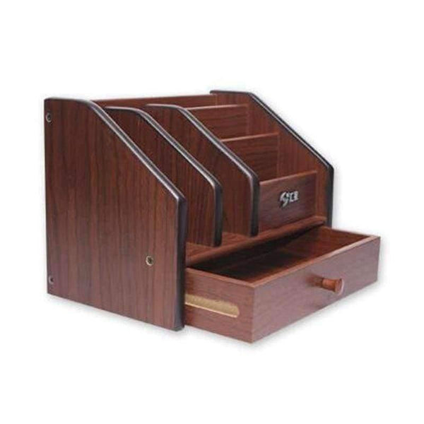 Planet Gates Quality Wooden Pen Holder Stationery Holder Pen Pot Desk Organizer Pencil Stand Office Desk Accessories With Drawer Divider