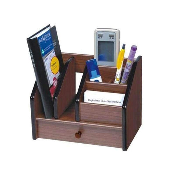 Planet Gates Quality Wooden Pen Holder Stationery Holder Pen Pot Desk Organizer Pencil Stand Office Desk Accessories With Drawer Divider