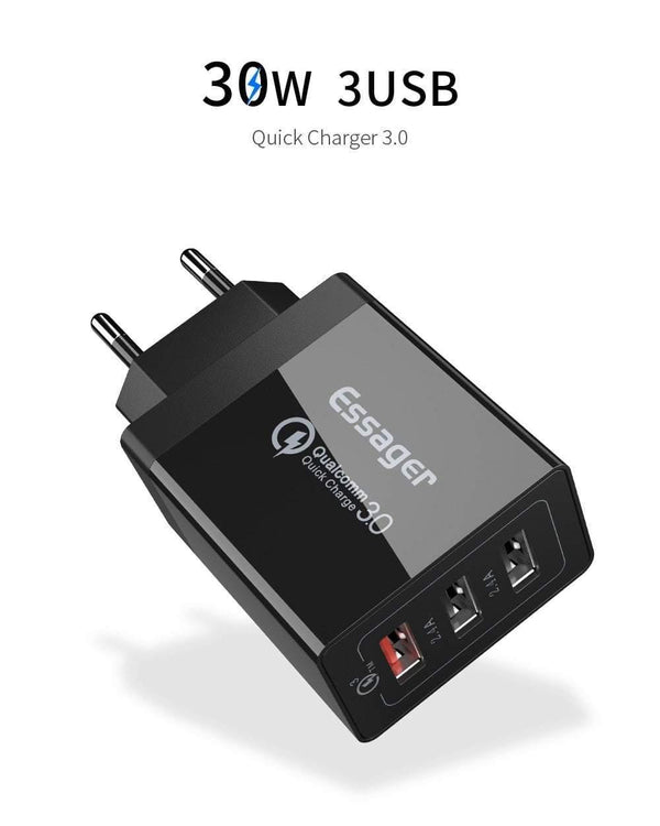 Planet Gates Quick Charge 3.0 3 USB Charger 30W QC 3.0 Fast Charging USB Wall Charger For iPhone Samsung Xiaomi Mobile Phone Charger