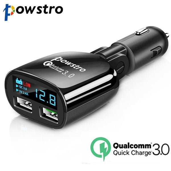 Planet Gates Quick Charge 3.0 Car Charger Dual USB Phone Charger Adapter QC3.0 + 5V 2.4A Digital Display Low Voltage Warning