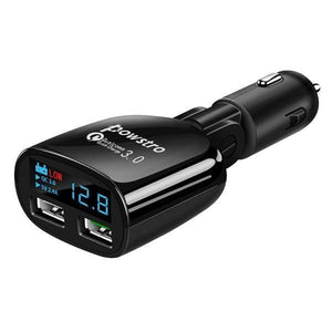 Planet Gates Quick Charge 3.0 Car Charger Dual USB Phone Charger Adapter QC3.0 + 5V 2.4A Digital Display Low Voltage Warning