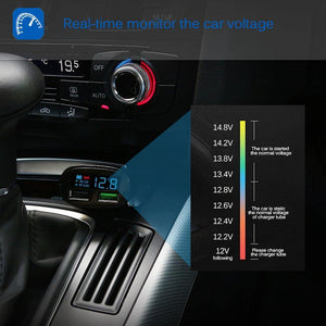 Planet Gates Quick Charge 3.0 Car Charger Dual USB Phone Charger Adapter QC3.0 + 5V 2.4A Digital Display Low Voltage Warning