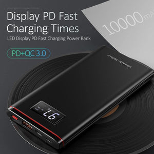 Planet Gates Quick Charger Power Bank PD QC 3.0 18W Digital LED Display 10000mah powerbank USAMS 9V/2A 5V/3A External Battery USB C Poverbank