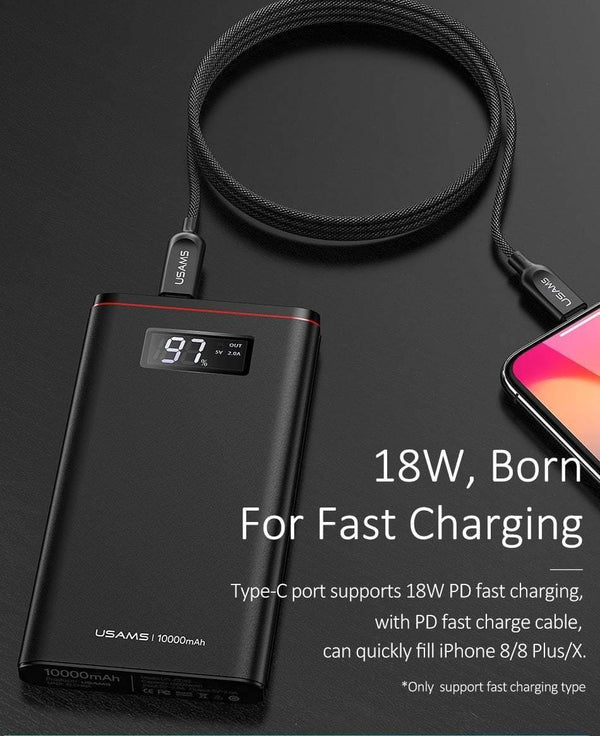Planet Gates Quick Charger Power Bank PD QC 3.0 18W Digital LED Display 10000mah powerbank USAMS 9V/2A 5V/3A External Battery USB C Poverbank