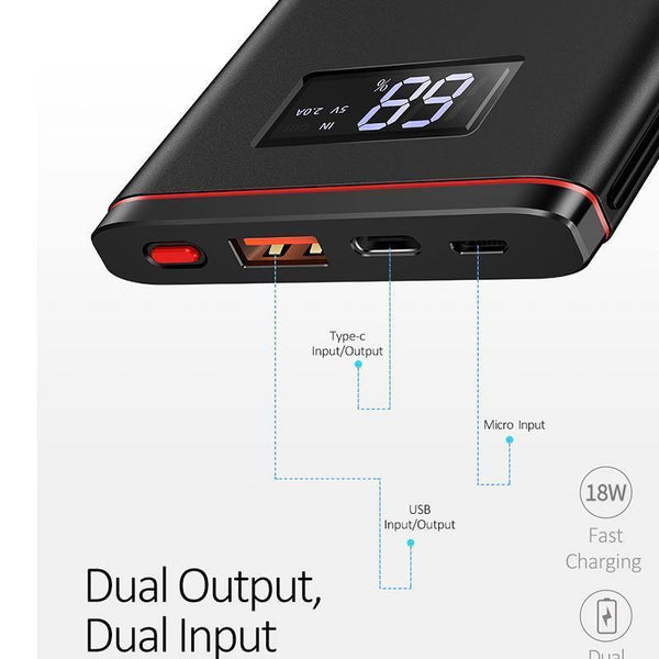 Planet Gates Quick Charger Power Bank PD QC 3.0 18W Digital LED Display 10000mah powerbank USAMS 9V/2A 5V/3A External Battery USB C Poverbank