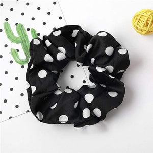 Fashion Women's Basic Solid Color Dots Elastic Hairbands College Style Hair Scrunchies Girl's Hair Accessories