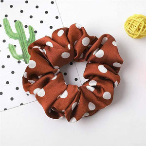 Fashion Women's Basic Solid Color Dots Elastic Hairbands College Style Hair Scrunchies Girl's Hair Accessories