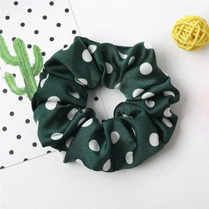 Fashion Women's Basic Solid Color Dots Elastic Hairbands College Style Hair Scrunchies Girl's Hair Accessories