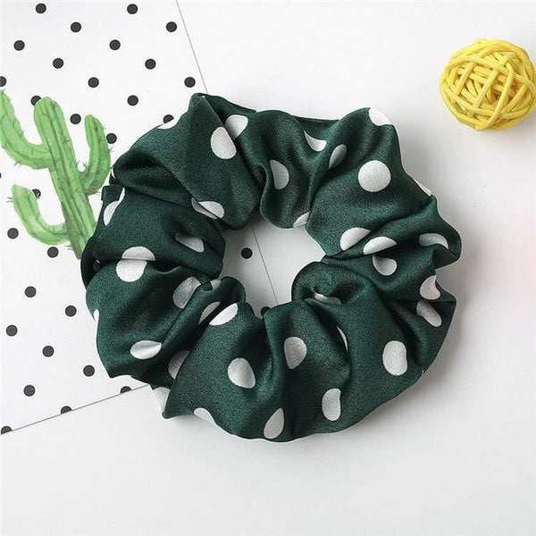 Fashion Women's Basic Solid Color Dots Elastic Hairbands College Style Hair Scrunchies Girl's Hair Accessories