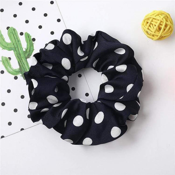 Fashion Women's Basic Solid Color Dots Elastic Hairbands College Style Hair Scrunchies Girl's Hair Accessories