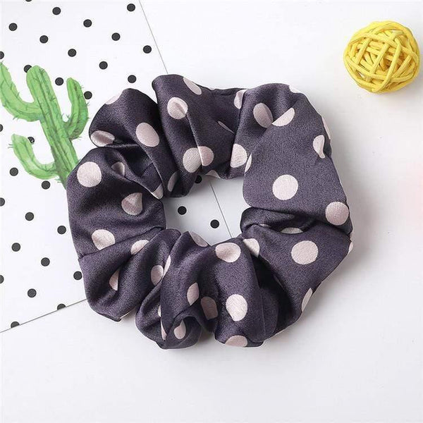 Fashion Women's Basic Solid Color Dots Elastic Hairbands College Style Hair Scrunchies Girl's Hair Accessories