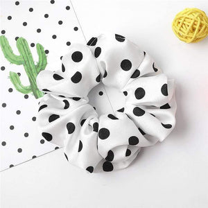 Fashion Women's Basic Solid Color Dots Elastic Hairbands College Style Hair Scrunchies Girl's Hair Accessories
