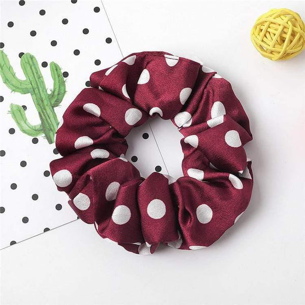 Fashion Women's Basic Solid Color Dots Elastic Hairbands College Style Hair Scrunchies Girl's Hair Accessories