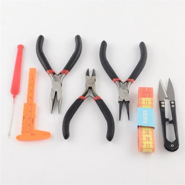 Planet Gates R073-05 Pandahall Jewelry Making DIY Pliers Tools Set Flat Round Nose Pliers Wire Cutter Pliers Rings Scissor Needles Beading Tweezer