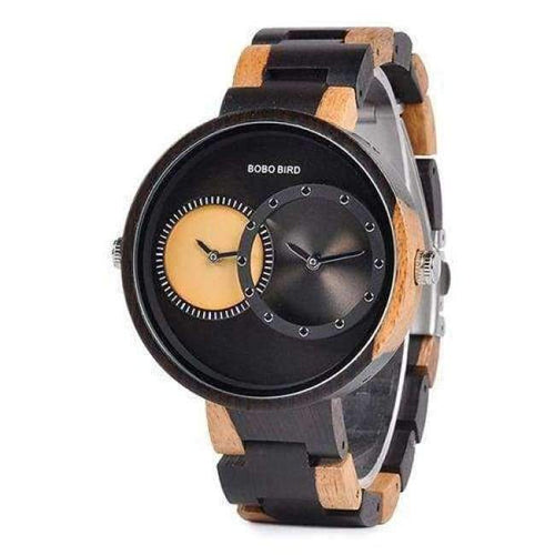 Planet Gates R10-1yellow / China BOBO BIRD Luxury Lover's Wood Watch Men Two Time Zone Display with Special Color New Design Quartz Watches erkek kol saati C-R10
