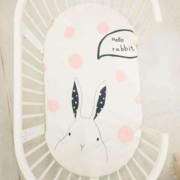 Planet Gates Rabbit Baby Bed Sheet Pure Cotton Crib Mattress Cover For Kids Cute Cartoon Pattern Baby Fitted Sheets Baby Bedding Photography Props