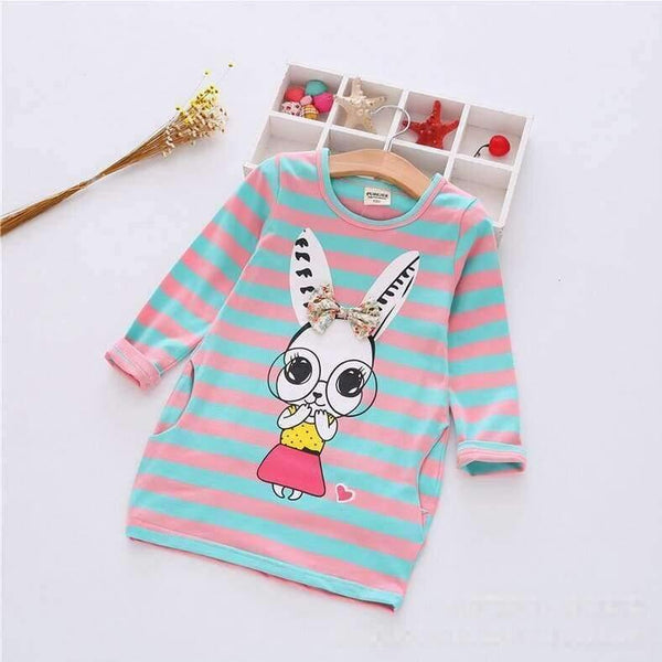 Planet Gates Rabbit Bule / 2T Girls Dress Cartoon Kids Dresses For Girl Clothes 2-8Y Baby children clothing Vestidos Costume Roupas Infantis Menina