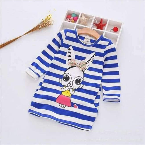 Planet Gates Rabbit Bule / 2T Girls Dress Cartoon Kids Dresses For Girl Clothes 2-8Y Baby children clothing Vestidos Costume Roupas Infantis Menina