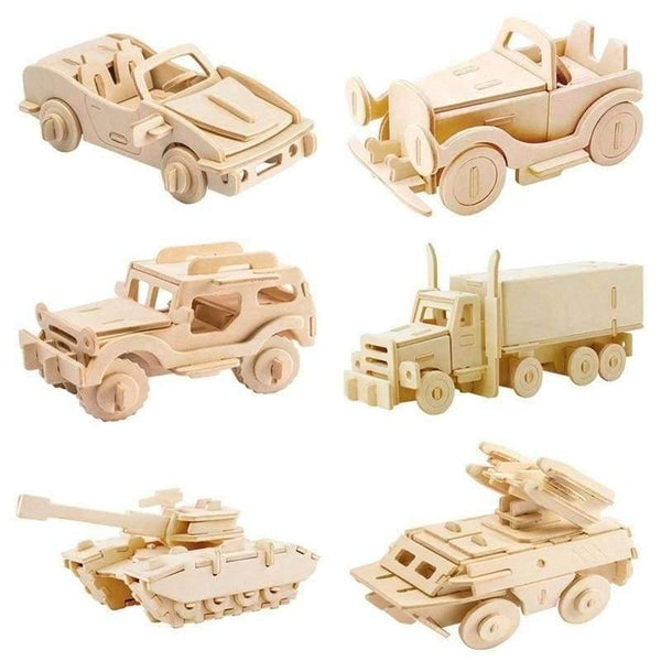 Planet Gates Racing Car DIY 3D Wooden Car Truck Puzzle Game Children Kids Natural Color Toy Model Building Kits Educational Hobbies Gift JP237