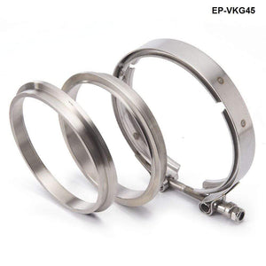 Planet Gates Racing Car T304 Stainless Steel V Band Clamp Flange Assembly For Exhaust Turbo Wastegate  4.5" OD Pipe EP-VKG45