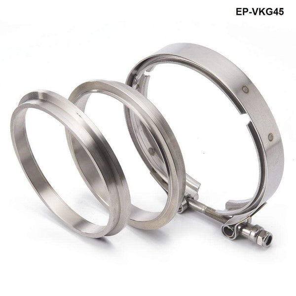 Planet Gates Racing Car T304 Stainless Steel V Band Clamp Flange Assembly For Exhaust Turbo Wastegate  4.5" OD Pipe EP-VKG45