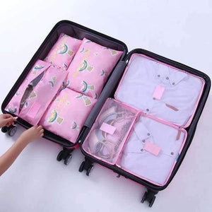 Planet Gates Rainbow Bear 7Pcs/set Trip Luggage Organizer Polyester Portable Travel Partition Pouch Storage Bags Home Organization Accessories Supplies