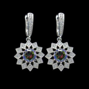 Planet Gates Rainbow Fashion Blue Zircon Silver 925 Jewelry Hanging Drop Dangle Earrings For Women With Stones Free Gift drop ship