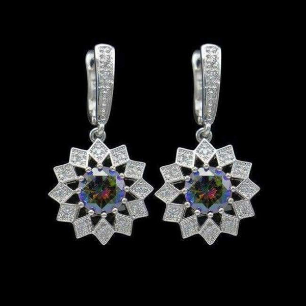 Planet Gates Rainbow Fashion Blue Zircon Silver 925 Jewelry Hanging Drop Dangle Earrings For Women With Stones Free Gift drop ship