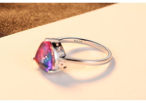 Planet Gates Rainbow Fire Mystic Topaz Finger Rings for Women Anniversary Women 925 Sterling Silver Wedding Ring