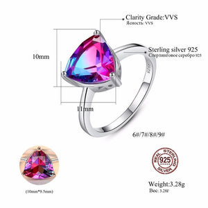 Planet Gates Rainbow Fire Mystic Topaz Finger Rings for Women Anniversary Women 925 Sterling Silver Wedding Ring