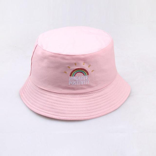 Planet Gates rainbow pink Galaxy Stars Print Panama Hat Cap Reversible Bucket Hat Summer Sun Hats For Women Men Gorro