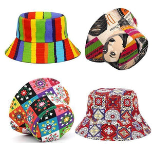 Planet Gates Rainbow Stripe Bucket Hats For Women Floral Outdoor Travel Sun Hat Sun protection Fisherman Cap Men Female Panama