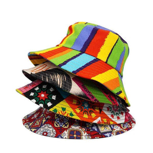 Planet Gates Rainbow Stripe Bucket Hats For Women Floral Outdoor Travel Sun Hat Sun protection Fisherman Cap Men Female Panama