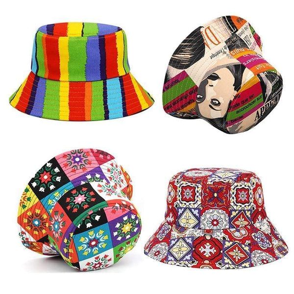 Planet Gates Rainbow Stripe Bucket Hats For Women Floral Outdoor Travel Sun Hat Sun protection Fisherman Cap Men Female Panama
