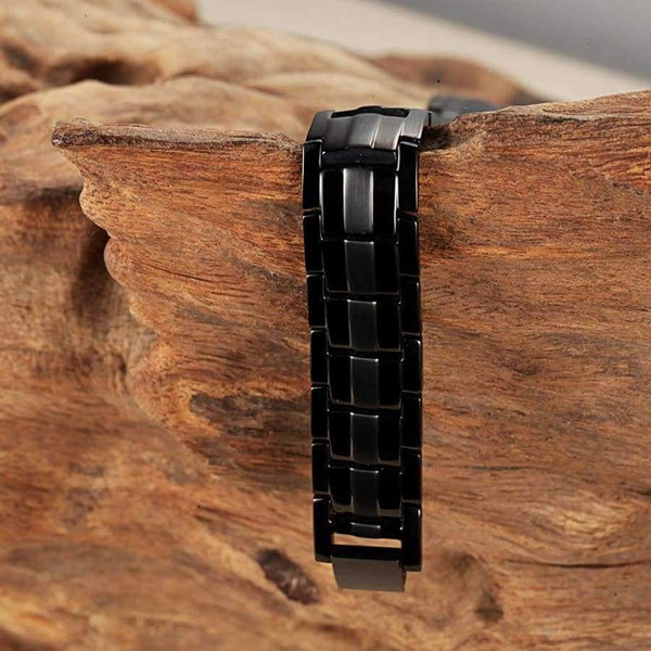 Planet Gates RainSo Male Bracelet Health Germanium Bracelet Charm Black Titanium Magnetic Therapy Bangles Unique Wristband Men Jewelry 1316