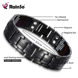 Planet Gates RainSo Male Bracelet Health Germanium Bracelet Charm Black Titanium Magnetic Therapy Bangles Unique Wristband Men Jewelry 1316
