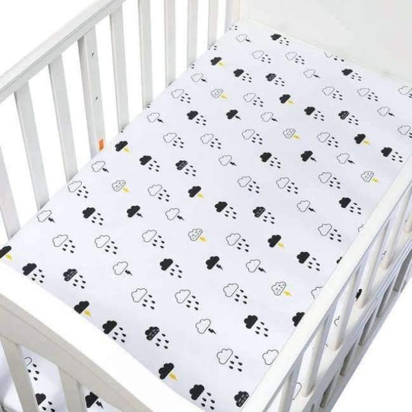 Planet Gates Rainy day Baby Crib Bedding Set Fitted Soft Woven Cotton Sheet  with Unisex Design for Babies Crib Sheets Great gift for Baby