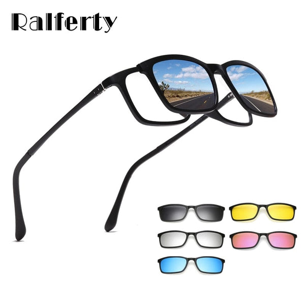 Planet Gates Ralferty Polarized Sunglasses Men Women 5 In 1 Magnetic Clip On Glasses TR90 Optical Prescription Eyeglass Frames Magnet Clips