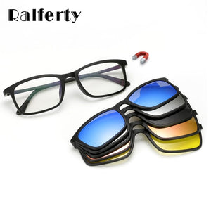 Planet Gates Ralferty Polarized Sunglasses Men Women 5 In 1 Magnetic Clip On Glasses TR90 Optical Prescription Eyeglass Frames Magnet Clips