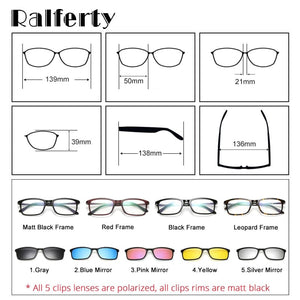 Planet Gates Ralferty Polarized Sunglasses Men Women 5 In 1 Magnetic Clip On Glasses TR90 Optical Prescription Eyeglass Frames Magnet Clips