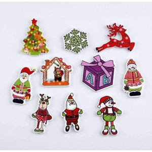 Planet Gates Random 100pcs Mixed 2 Holes Christmas Wood Sewing DIY Buttons Scrapbooking 19-35mm D3043