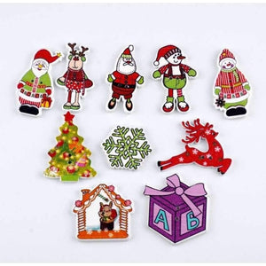 Planet Gates Random 100pcs Mixed 2 Holes Christmas Wood Sewing DIY Buttons Scrapbooking 19-35mm D3043