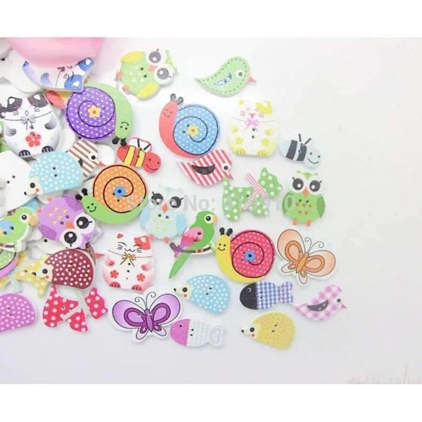 Planet Gates Random 50pcs Mixed Christmas day Round Christmas Cabin Wood Sewing Buttons Scrapbooking 20mm J1470