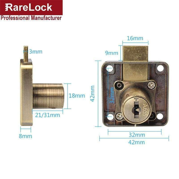 Planet Gates Rarelock 22,32mm Drawer Lock Bronze Computer Key Keyed Different DIY Furniture Hardware a