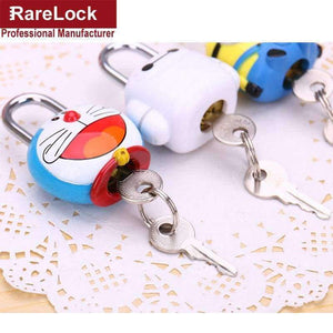 Planet Gates Rarelock Cartoon Colour Brass Padlock with 2 Keys for Drawer Door Jewelry Box Bags Lock DIY Furniture Hardware a